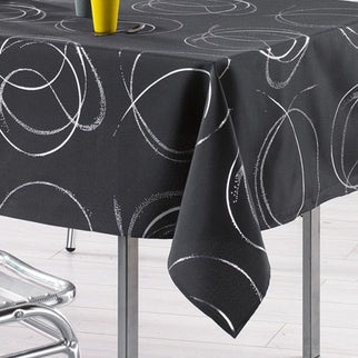 Nappe Bully Anthracite Argent Métallisé 2m40 x 1m50 anti tache et infroissable