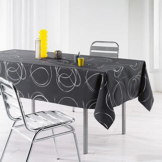 Nappe Bully Anthracite Argent Métallisé 2m40 x 1m50 anti tache et infroissable