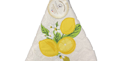 Essuie main rond en éponge Tissage Jacquard citron blanc Qualité Premium