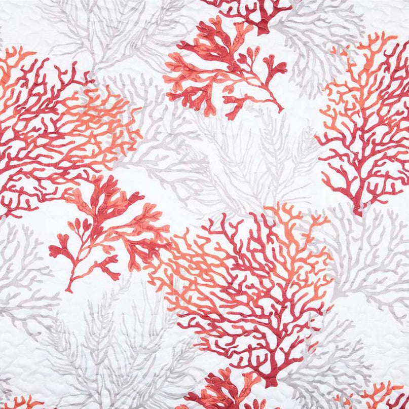 Couvre Lit Boutis Quiberon Corail 2m40 x 2m60 + 2 taies d'oreiller + 1 sac en tissu