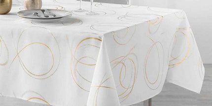 Nappe Bully Blanc Or 2m x 1m50 anti tache et infroissable