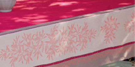 Nappe provençale rectangulaire coton jacquard Téflon olives Rouge double bordure  2m50 x 1m55