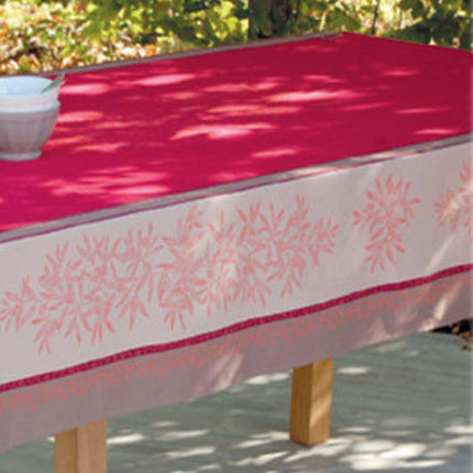 Nappe provençale rectangulaire coton jacquard Téflon olives Rouge double bordure  2m50 x 1m55