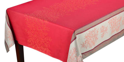 Nappe provençale rectangulaire coton jacquard Téflon olives Rouge double bordure  2m50 x 1m55