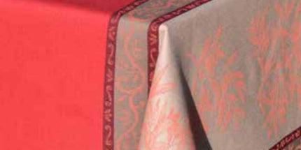 Nappe provençale rectangulaire coton jacquard Téflon olives Rouge double bordure  2m50 x 1m55