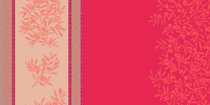 Nappe provençale rectangulaire coton jacquard Téflon olives Rouge double bordure  2m50 x 1m55