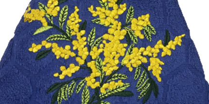 Essuie main rond en éponge Tissage Jacquard mimosa bleu Qualité Premium