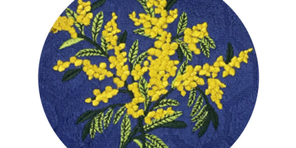 Essuie main rond en éponge Tissage Jacquard mimosa bleu Qualité Premium