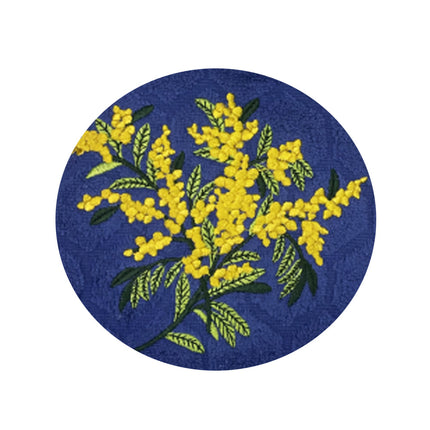 Essuie main rond en éponge Tissage Jacquard mimosa bleu Qualité Premium