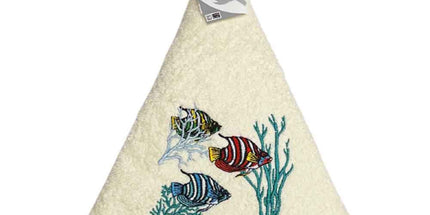 Essuie main rond en éponge coton Poissons Exotiques écru