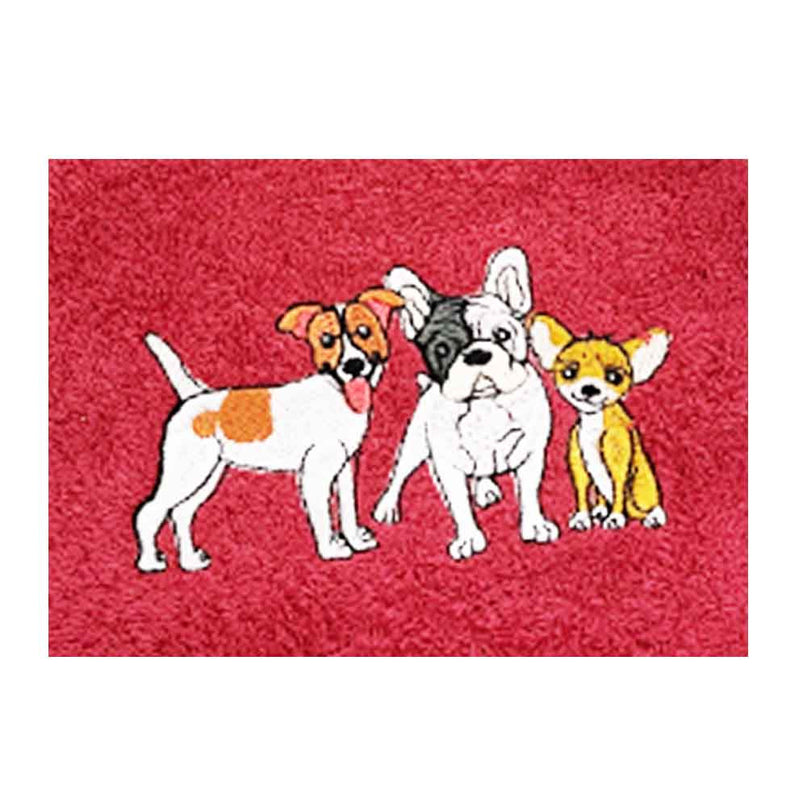 Essuie main rond en éponge Trio petits Chiens couleur bordeau