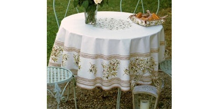 Nappe ronde coton Clos des oliviers écru