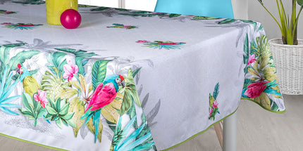 Nappe 2m40 x 1m50 TX 57 V2 Perroquet blanche Anti tache et infroissable