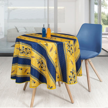 Nappe ronde 1m60 ref 72680 OJ bleu  olive anti tache infroissable