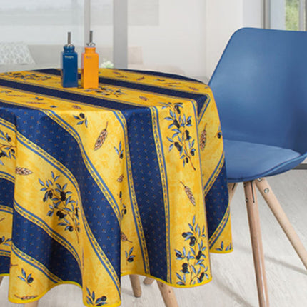 Nappe ronde 1m60 ref 72680 OJ bleu  olive anti tache infroissable
