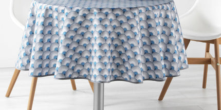 Nappe ronde 1M60 référence 2008v12 bleu anti tache sans repassage