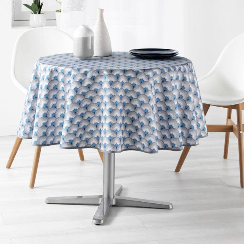 Nappe ronde 1M60 référence 2008v12 bleu anti tache sans repassage