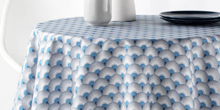 Nappe ronde 1M60 référence 2008v12 bleu anti tache sans repassage