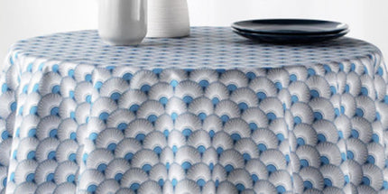 Nappe ronde 1M60 référence 2008v12 bleu anti tache sans repassage