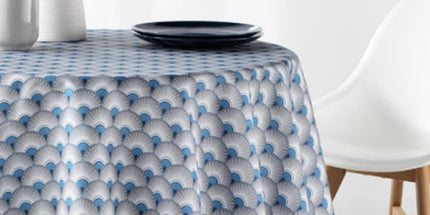 Nappe ronde 1M60 référence 2008v12 bleu anti tache sans repassage