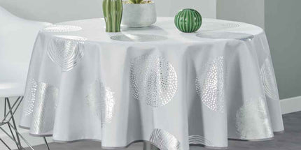 Nappe ronde 1m60 gris Argentée Réf 105510 Antitache infroissable