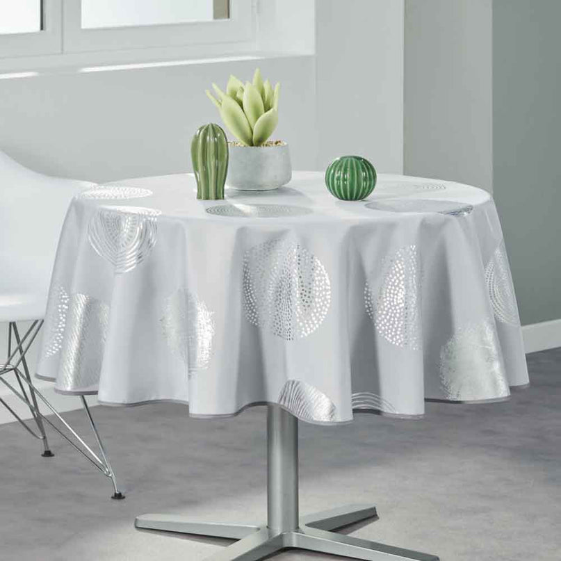 Nappe ronde 1m60 gris Argentée Réf 105510 Antitache infroissable