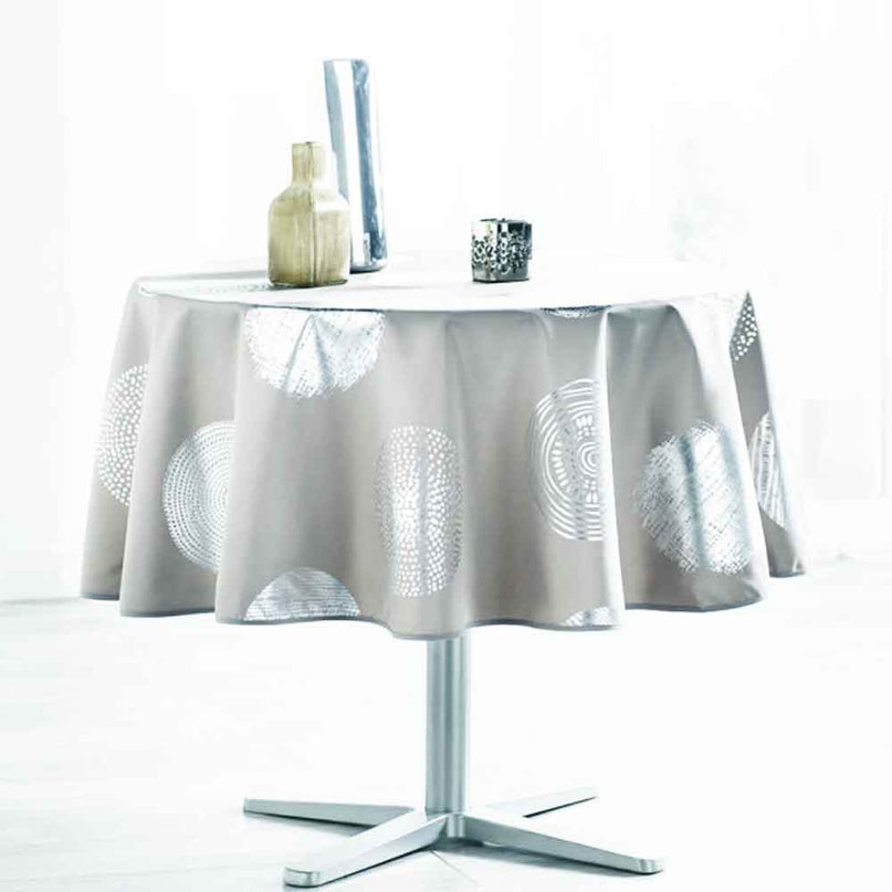 Nappe ronde 1m60 gris Argentée Réf 105510 Antitache infroissable