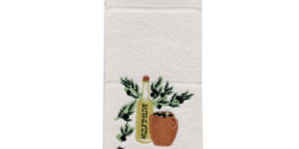 Essuie main rectangle en éponge Tissage Jacquard brodé huile d'olive écru 50 cm X 70 cm Qualité Premium