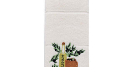 Essuie main rectangle en éponge Tissage Jacquard brodé huile d'olive écru 50 cm X 70 cm Qualité Premium