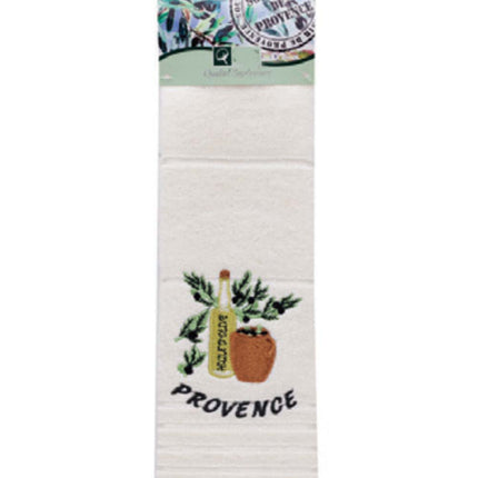 Essuie main rectangle en éponge Tissage Jacquard brodé huile d'olive écru 50 cm X 70 cm Qualité Premium
