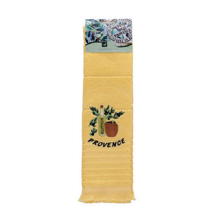 Essuie main rectangle en éponge Tissage Jacquard brodé huile d'olive jaune 50 cm X 70 cm Qualité Premium
