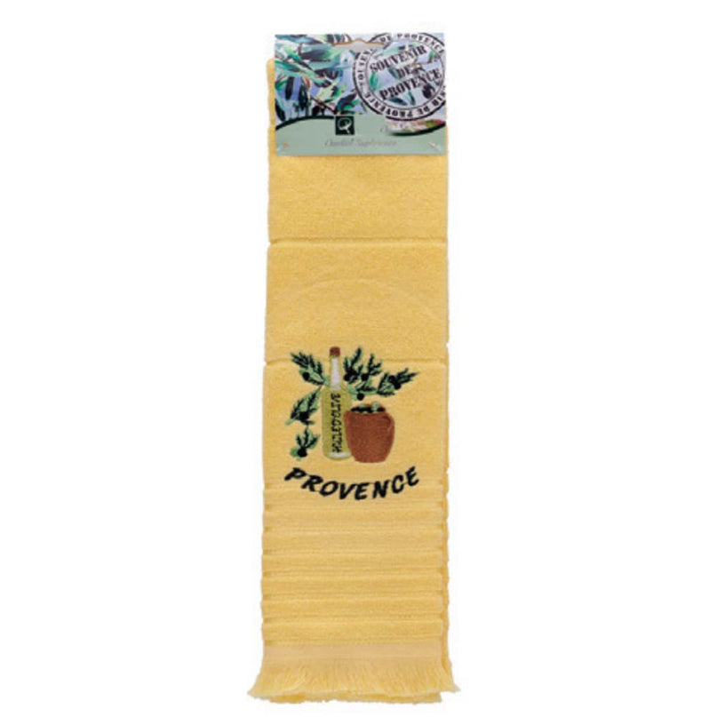 Essuie main rectangle en éponge Tissage Jacquard brodé huile d'olive jaune 50 cm X 70 cm Qualité Premium