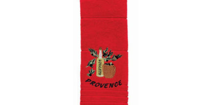 Essuie main rectangle en éponge Tissage Jacquard brodé huile d'olive rouge Qualité Premium 50 cm x 70 cm