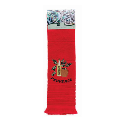 Essuie main rectangle en éponge Tissage Jacquard brodé huile d'olive rouge Qualité Premium 50 cm x 70 cm