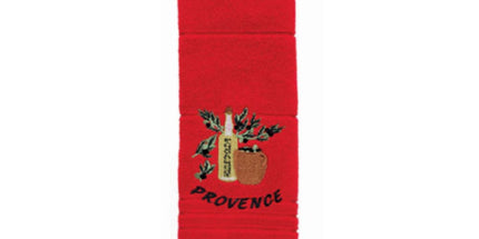 Essuie main rectangle en éponge Tissage Jacquard brodé huile d'olive rouge Qualité Premium 50 cm x 70 cm