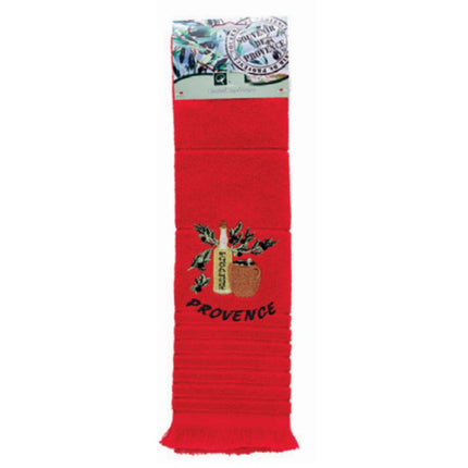 Essuie main rectangle en éponge Tissage Jacquard brodé huile d'olive rouge Qualité Premium 50 cm x 70 cm