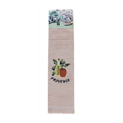 Essuie main rectangle en éponge Tissage Jacquard brodé huile d'olive beige Qualité Premium 50 cm x 70 cm