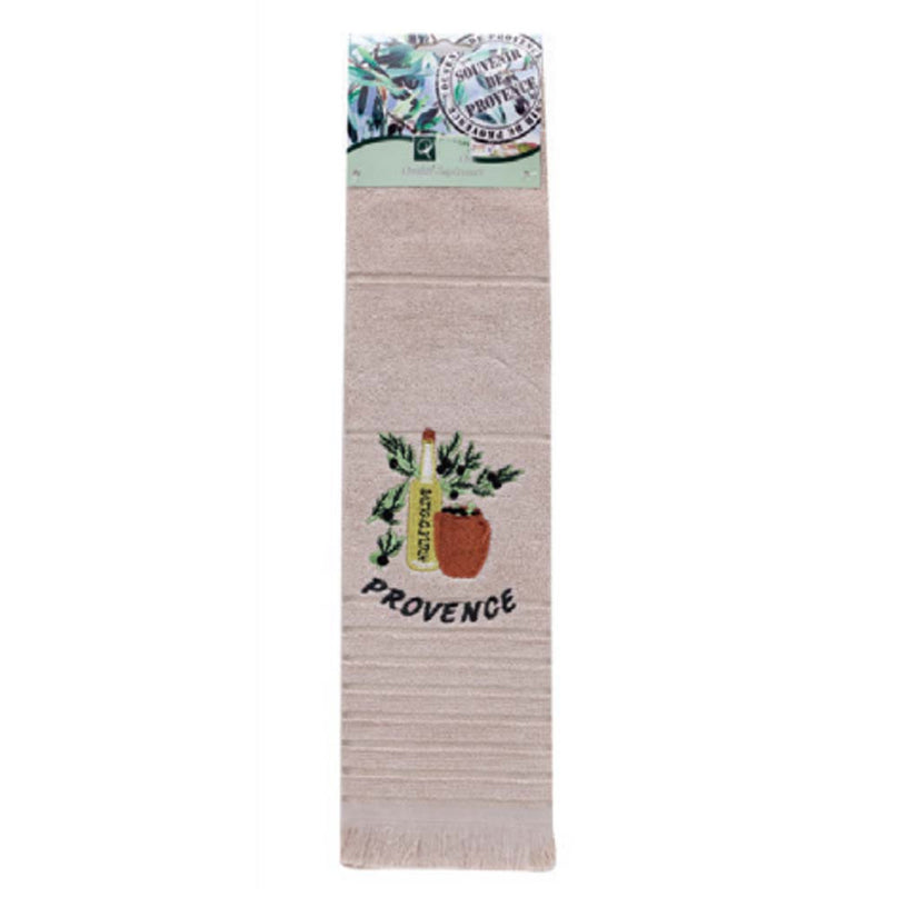 Essuie main rectangle en éponge Tissage Jacquard brodé huile d'olive beige Qualité Premium 50 cm x 70 cm