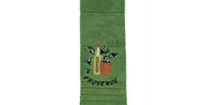 Essuie main rectangle en éponge Tissage Jacquard brodé huile d'olive vert Qualité Premium 50 cm x 70 cm