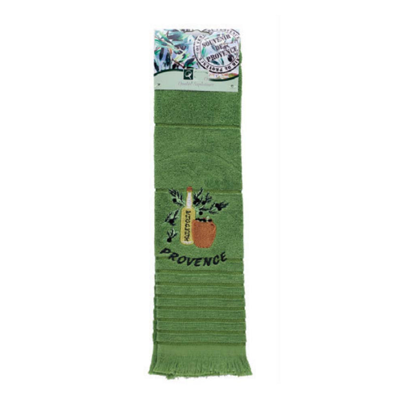 Essuie main rectangle en éponge Tissage Jacquard brodé huile d'olive vert Qualité Premium 50 cm x 70 cm