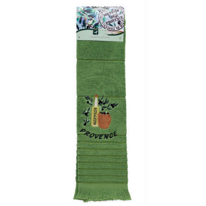 Essuie main rectangle en éponge Tissage Jacquard brodé huile d'olive vert Qualité Premium 50 cm x 70 cm