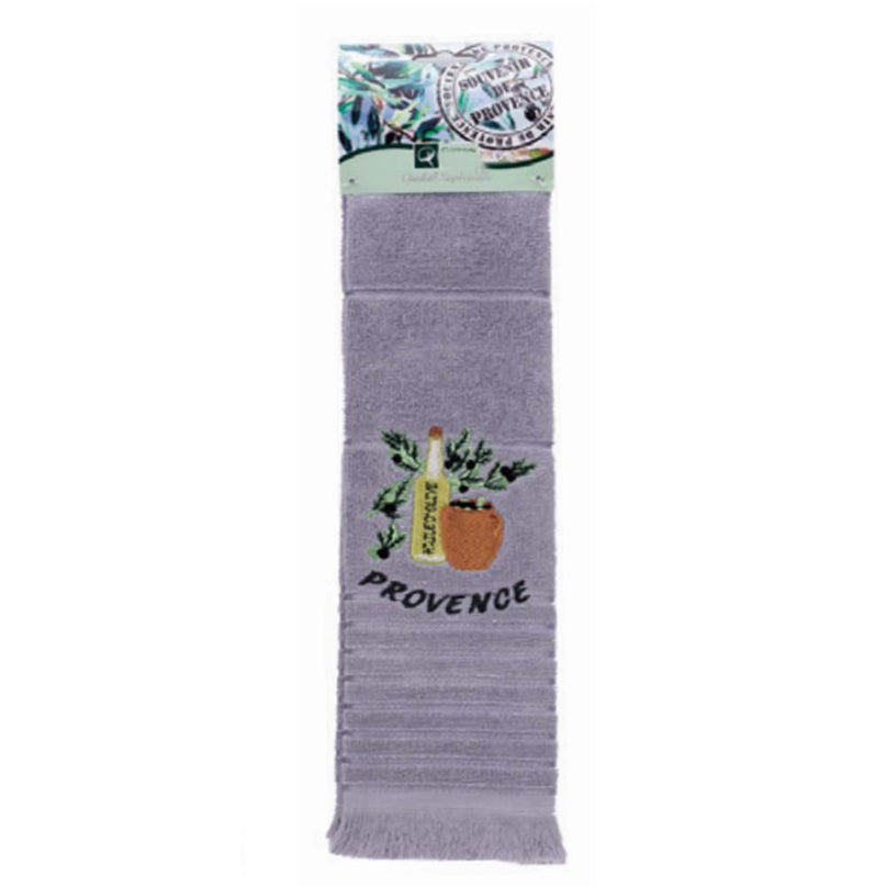 Essuie main rectangle en éponge Tissage Jacquard brodé huile d'olive gris Qualité Premium 50 cm x 70 cm