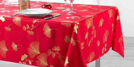 Nappe Bloomy rouge Or 3m x 1m50 anti tache et infroissable