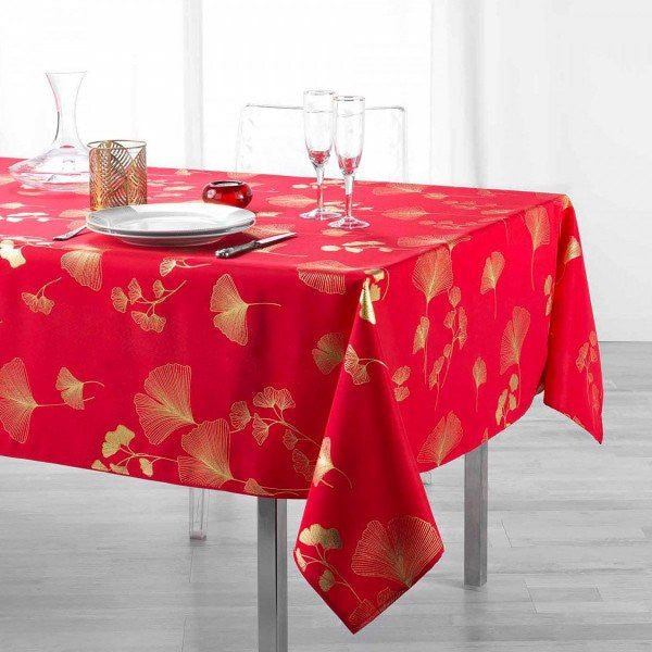 Nappe Bloomy rouge Or 3m x 1m50 anti tache et infroissable