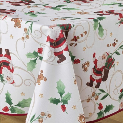 Nappe Noël rectangle père noël blanc Anti tache Infroissable 2m x 1m50