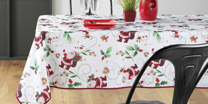 Nappe Noël rectangle père noël blanc Anti tache Infroissable 2m40 x 1m50