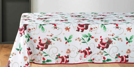 Nappe Noël rectangle père noël blanc Anti tache Infroissable 2m40 x 1m50