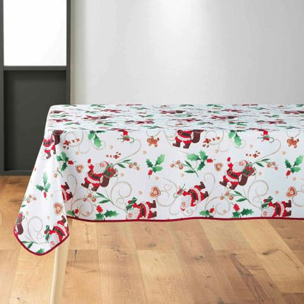 Nappe Noël rectangle père noël blanc Anti tache Infroissable 2m40 x 1m50