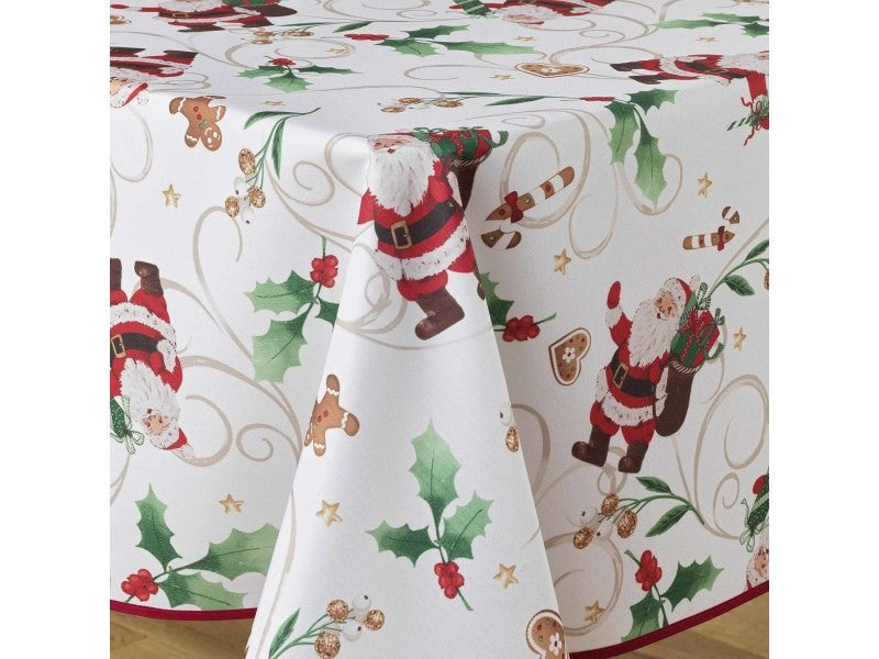 Nappe Noël rectangle père noël blanc Anti tache Infroissable 3m x 1m50