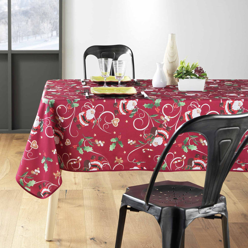 Nappe Noël rectangle père noël rouge Anti tache Infroissable 2m x 1m50